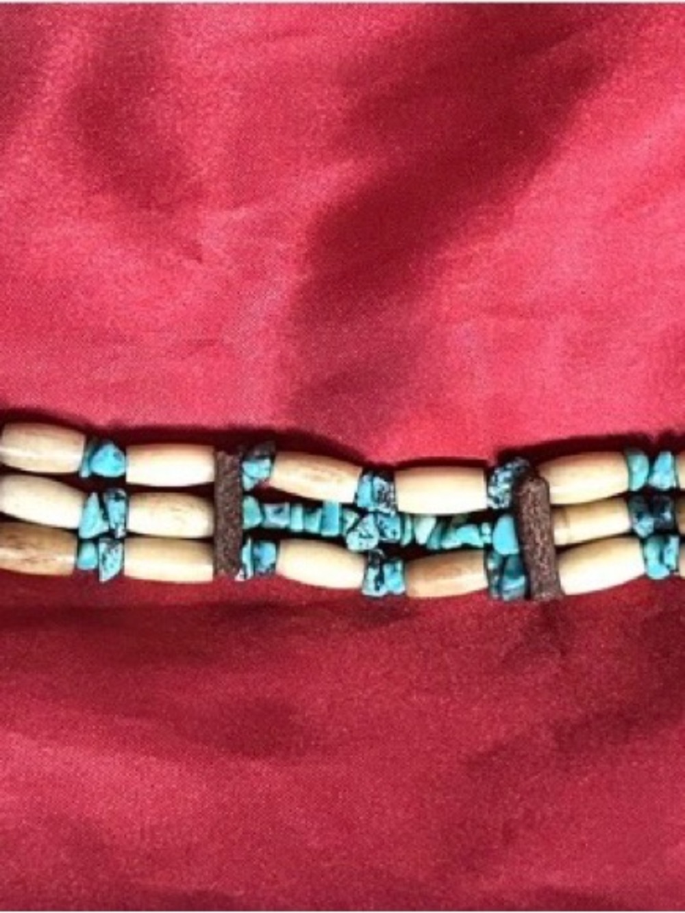 Vintage Handmade Turquoise and Bone Beaded Choker